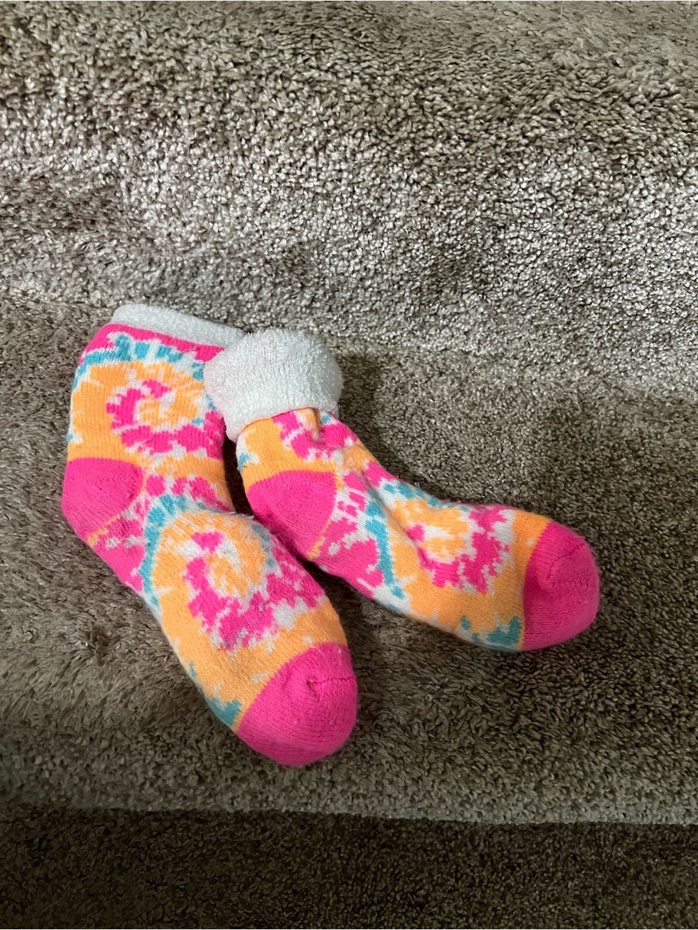 Source Unknown Pink Orange Blue Tie-Dye Cozy Socks